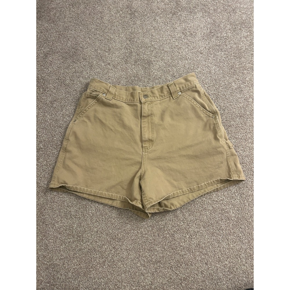 Lee Riveted Carpenter Shorts Womens 10M Tan Khaki Excellent High Waisted Canvas